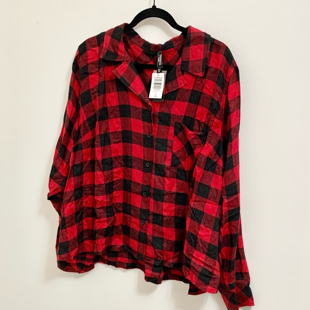 Torrid Buffalo Plaid Lounge Button Down Top Shirt - 1 Pocket - 2X - 18/20 NEW